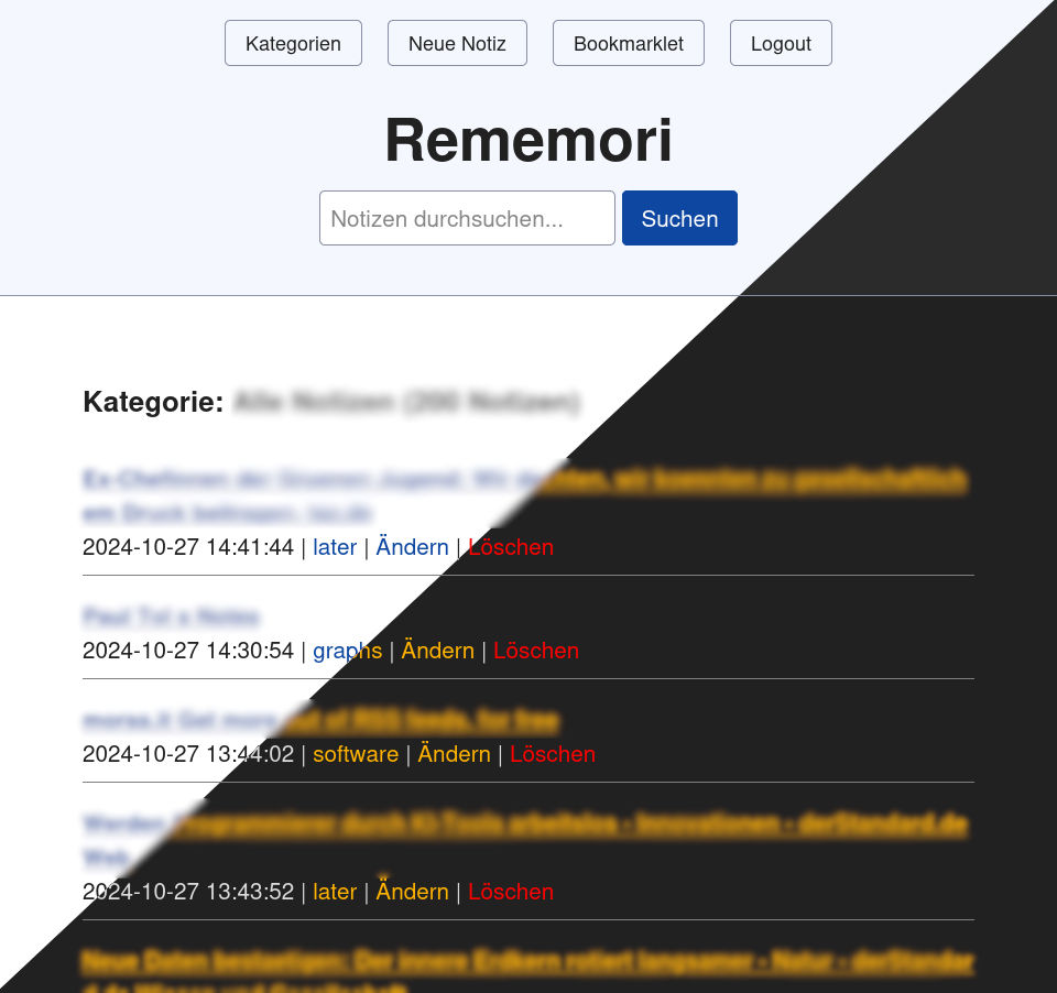 The Notes List of Rememori