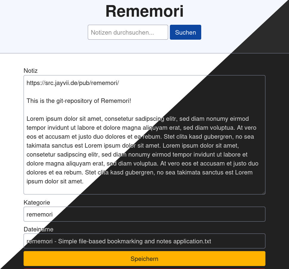 The edit-mode for a note in Rememori